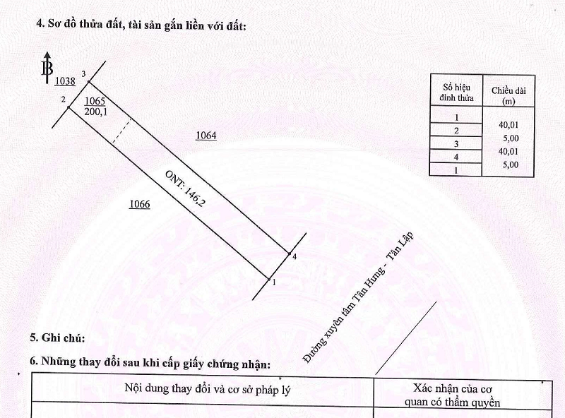 Đất mặt tiền đường xuyên tâm Tân Hưng – Tân Lập, Đồng Phú